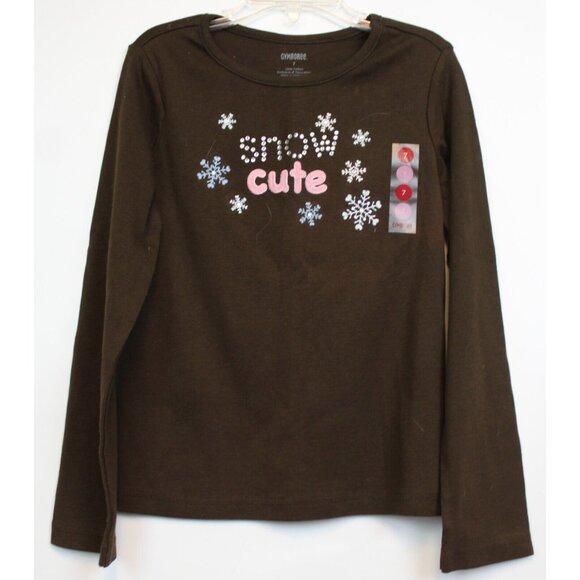 2008 Gymboree Winter Snowflake Brown Shirt SNOW CUTE Rhinestones Snowflakes sz 7 - Picture 1 of 5